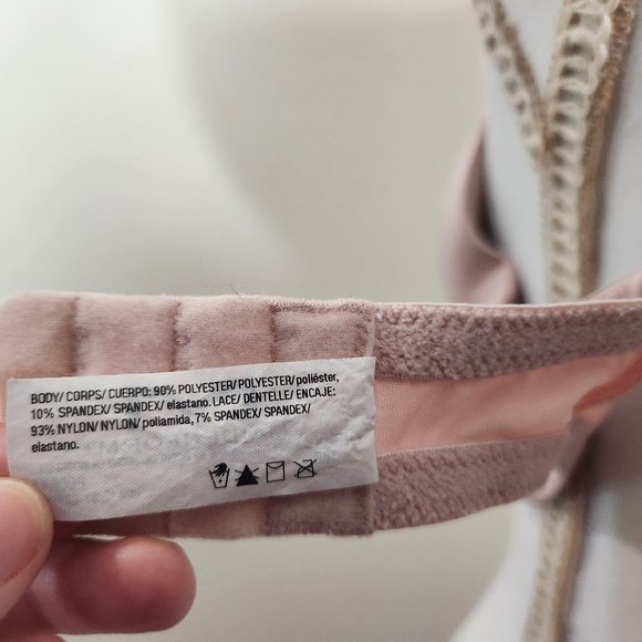 Maidenform Womens 38B Light Pink Padded Wired Bra Lace Trim Hook Eye - Picture 5 of 5